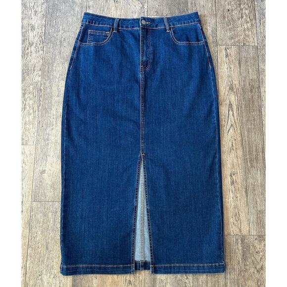 bagatelle Dresses & Skirts - Bagatelle Womens Size 12 Blue Jean Denim Maxi Long Skirt High Front Split 33x35